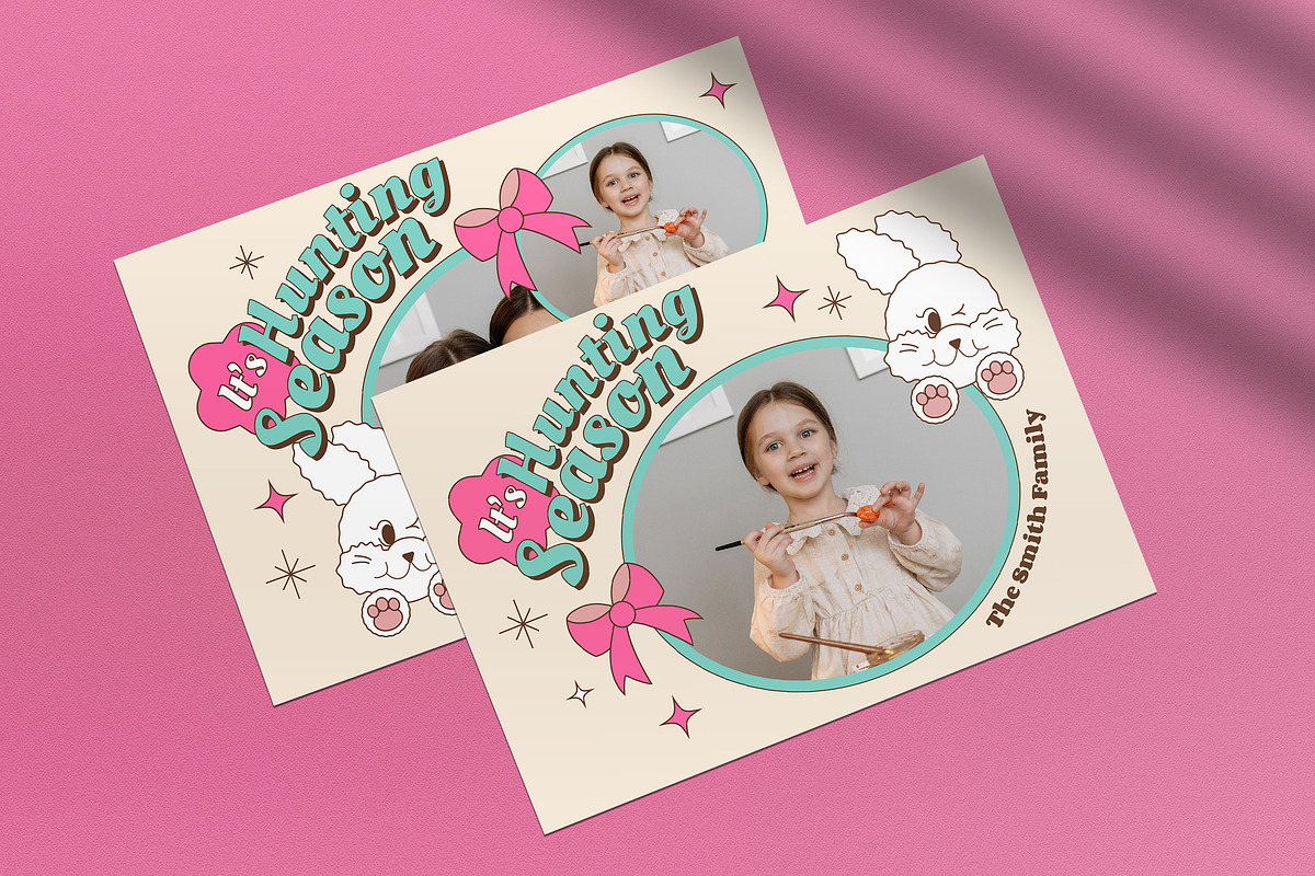Retro Easter Egg Hunt Greeting Card, a Card Template by graphicook (Photo 3 of 4)