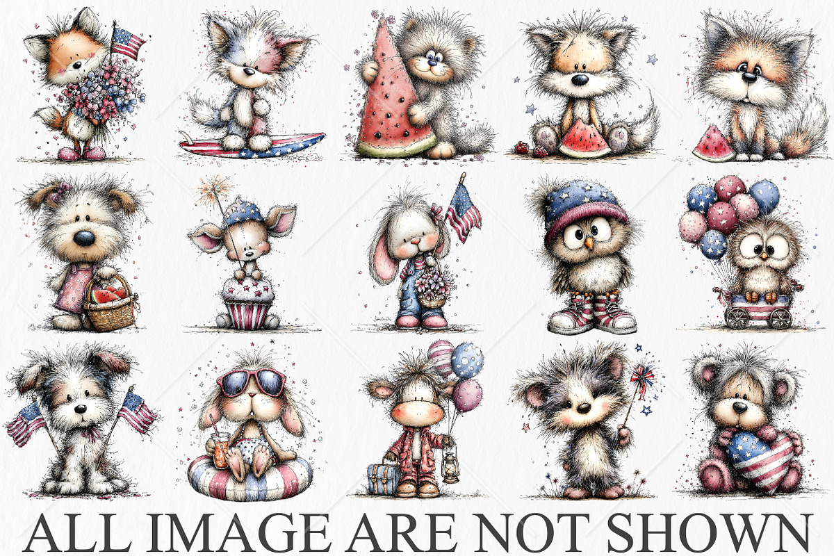 Whimsical 4th Of July Animals PNG, a Seasonal Illustration by Canvas Craft (Photo 4 of 10)