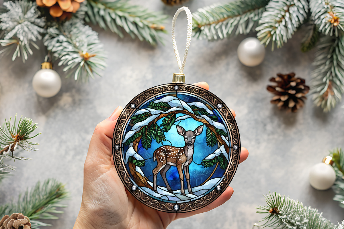 Stained Glass Fawn Ornament Art, a Transportation Illustration by CrexoraLab (Photo 3 of 3)