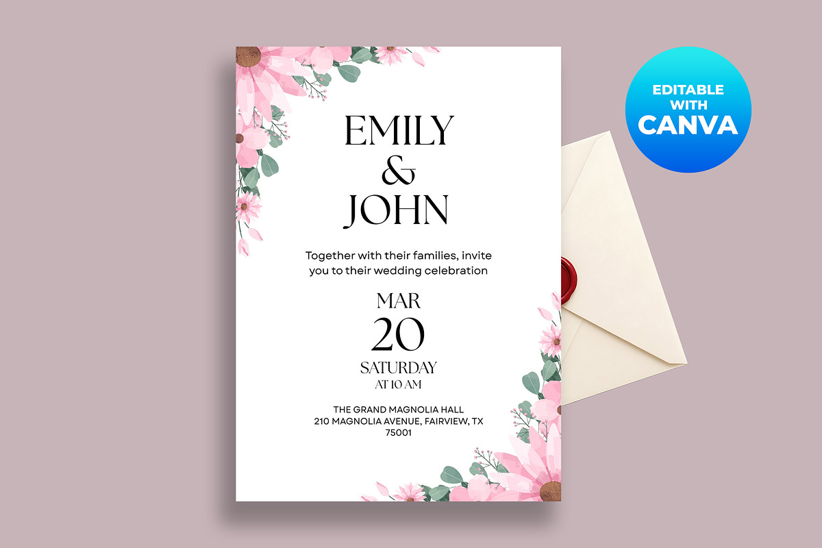 Wedding Invitation Canva Template, a Card Template by M9 Design (Photo 1 of 5)