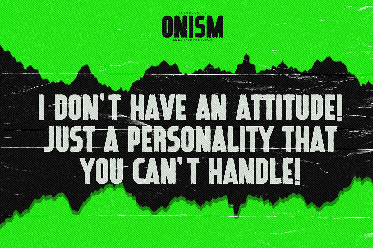 Onism – Bold Allcaps Display Font, a Sans Serif Font by Almarkhatype (Photo 4 of 8)