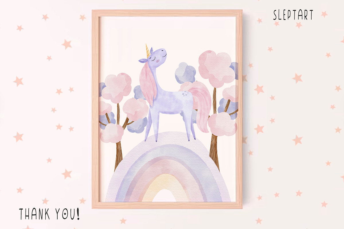 Watercolor magic unicorn clipart PNG, an Animal Illustration by SleptArt (Photo 5 of 5)