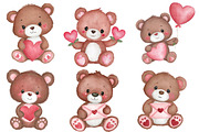 Watercolor Valentine Day Bear Clipar, an Illustration by Designworld (Thumbnail 4 of 5)