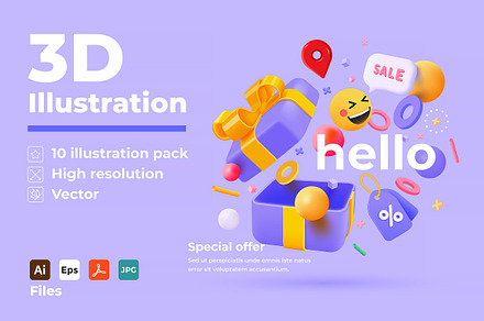 Creative 3d Illustration set, an Illustration by Creative Graphics
