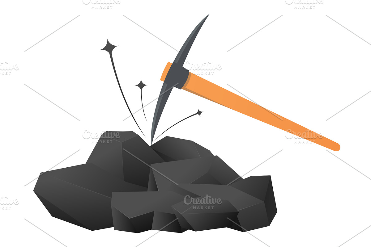 Large pile of black graphite coal, an Illustration by Vectorbuum