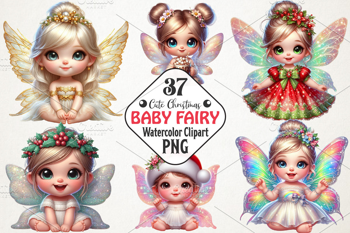 Cute Christmas Baby Fairy Girl Water, an Illustration by RobertsArt (Photo 1 of 5)