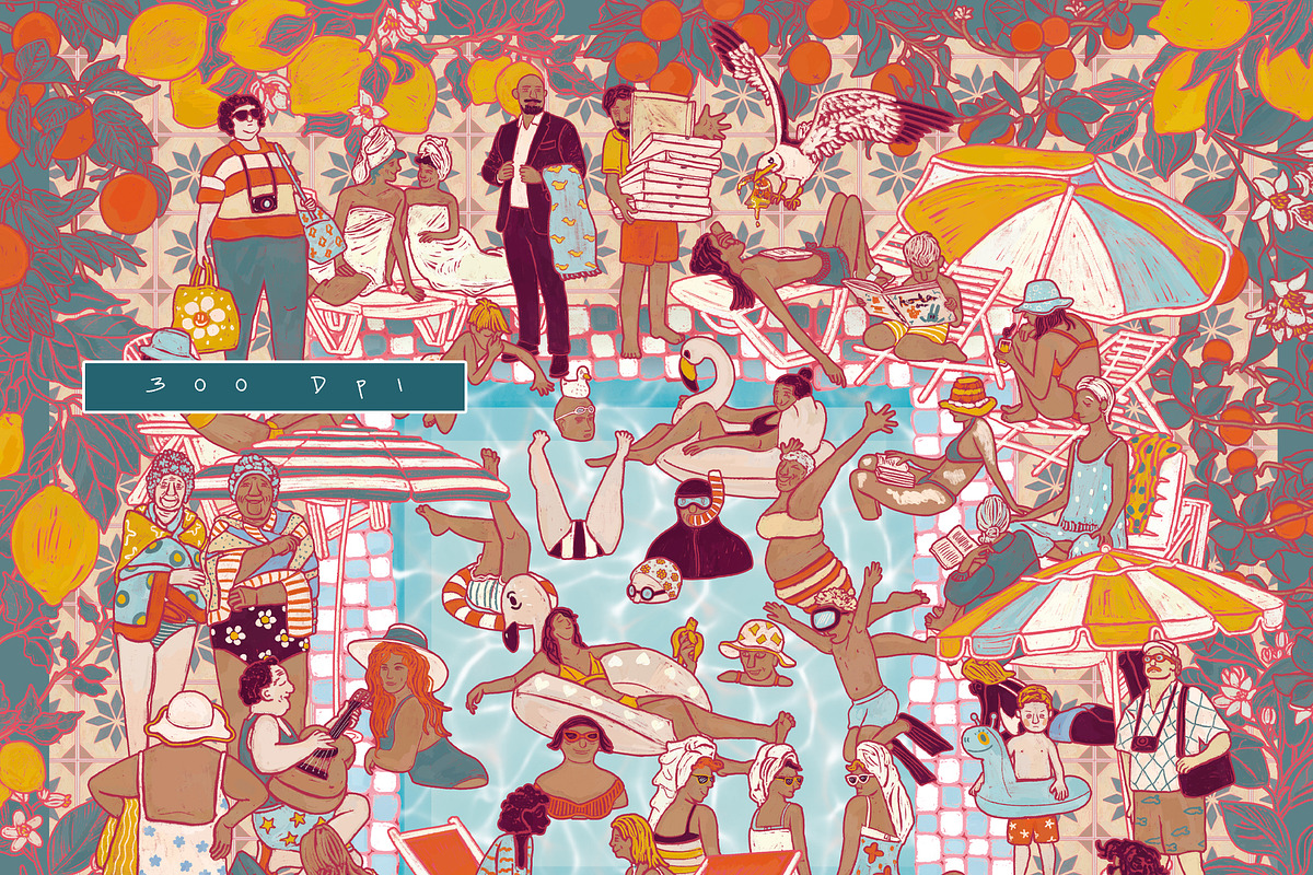 Swimming pool wimmelbook, a Person Illustration by Carpet Tapete Pretzel (Photo 2 of 10)