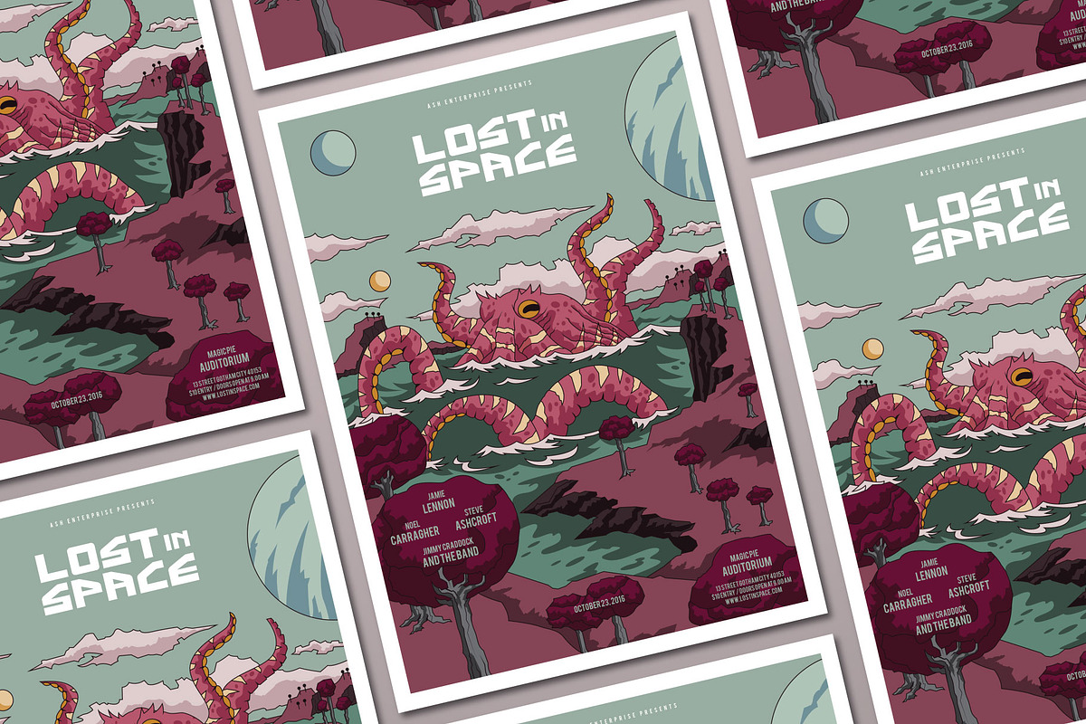 Hand Drawn Lost in Space Flyer, a Flyer Template by ashenterprise (Photo 2 of 2)