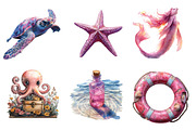 Pink Sea Adventure Clipart, an Illustration by CreationArt (Thumbnail 2 of 5)
