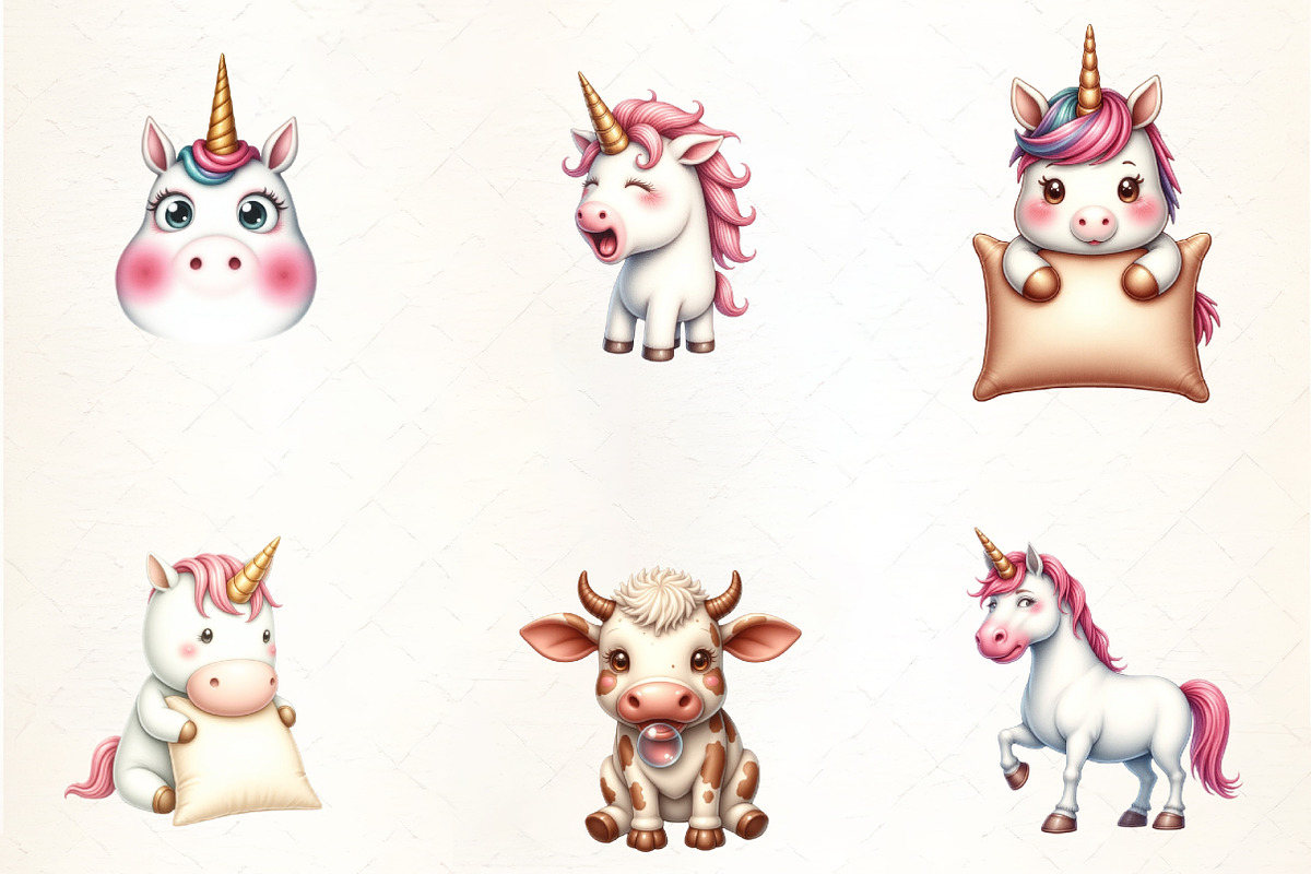 Funny Grumpy Unicorn Clipar, an Illustration by CrexoraLab (Photo 5 of 5)