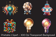 Retro Christmas Lights Watercolor, an Illustration by RobertsArt (Thumbnail 2 of 7)
