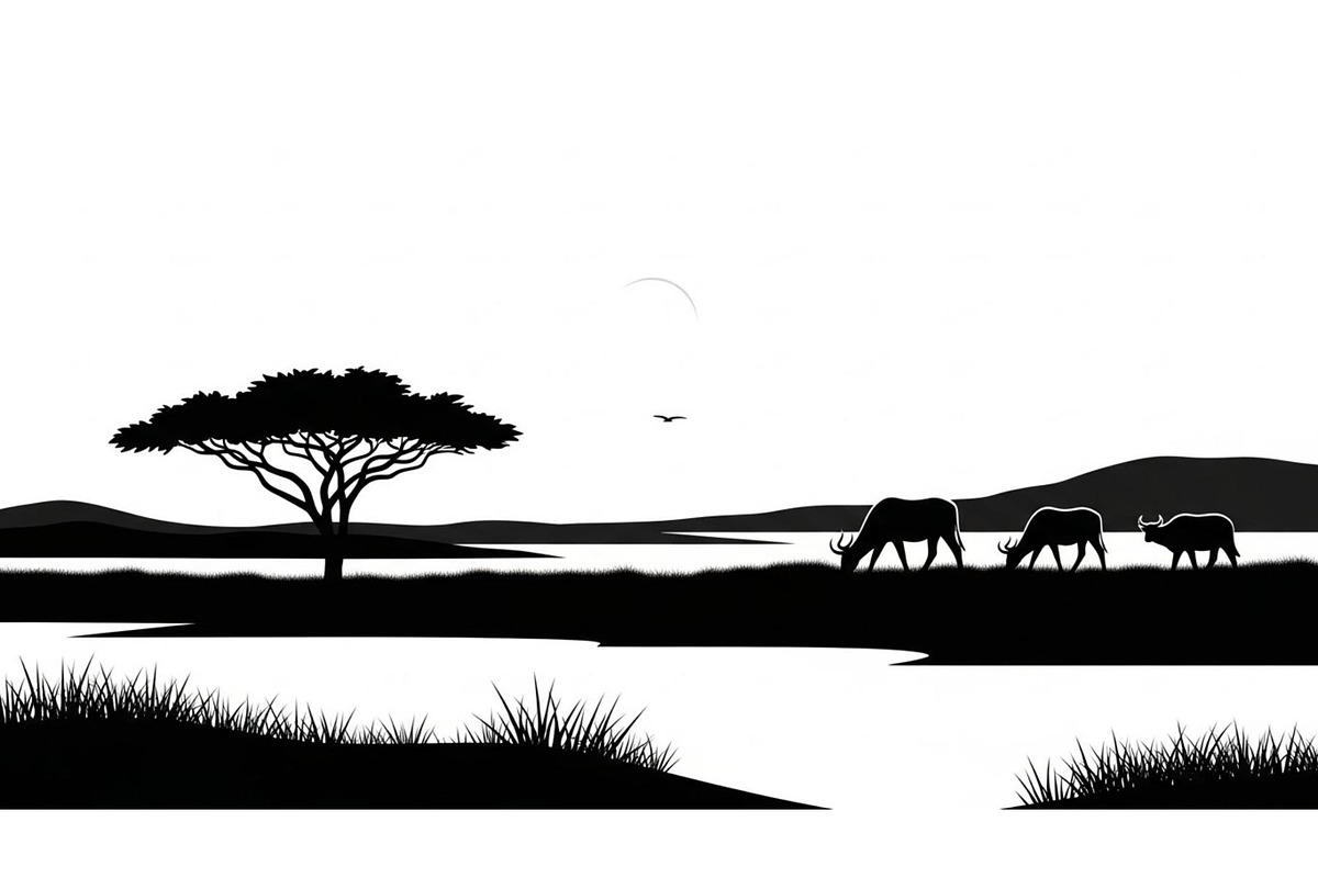 Abstract Savanna Scenery Silhouette, a Graphic by Designer_Momina (Photo 2 of 13)