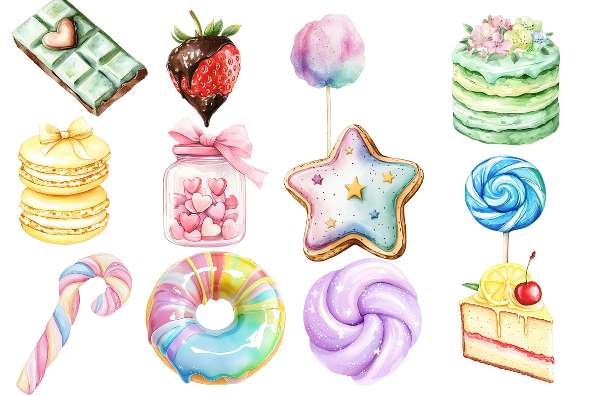 Pastel Sweets Clipart Bundle, an Illustration by Designworld (Photo 4 of 5)