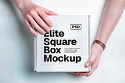 Square Box Packaging Mockup & Hands, a Packaging Mockup by Elite Mockups (Thumbnail 2 of 8)