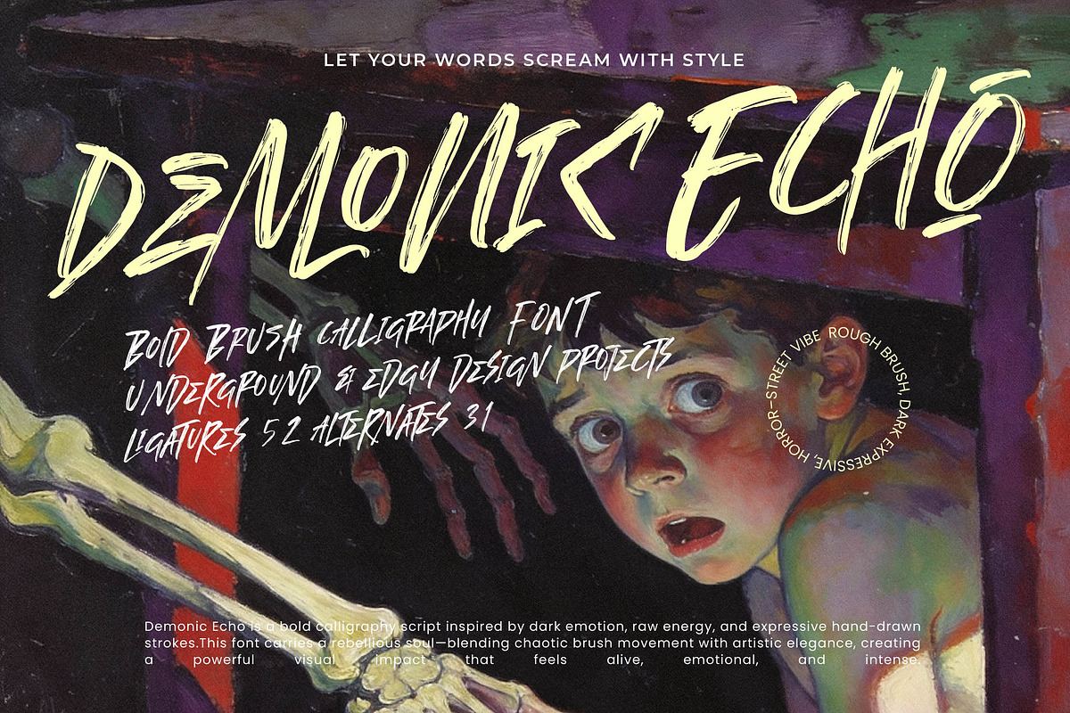 Demonic Echo Bold Brush Calligraphy, a Script Font by stylishtype.co (Photo 1 of 20)