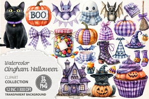 Gingham Halloween Clipart, an Illustration by Dream Creation