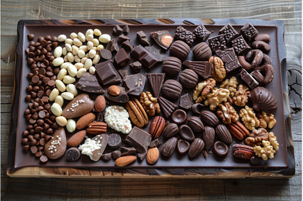 Assorted chocolate and nuts treats, a Food & Drink Photo by Ylivdesign