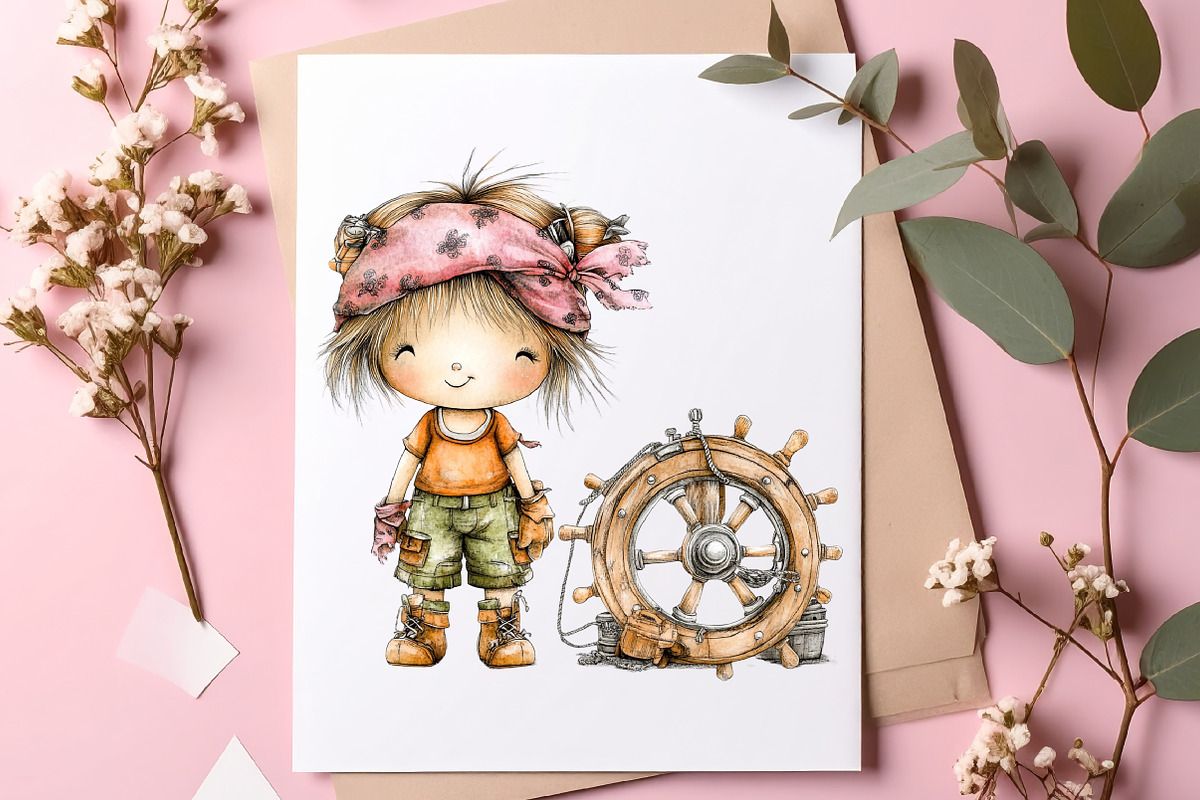Nautical Sailor Girls Clipart Bundle, an Illustration by SinaCreation (Photo 4 of 9)
