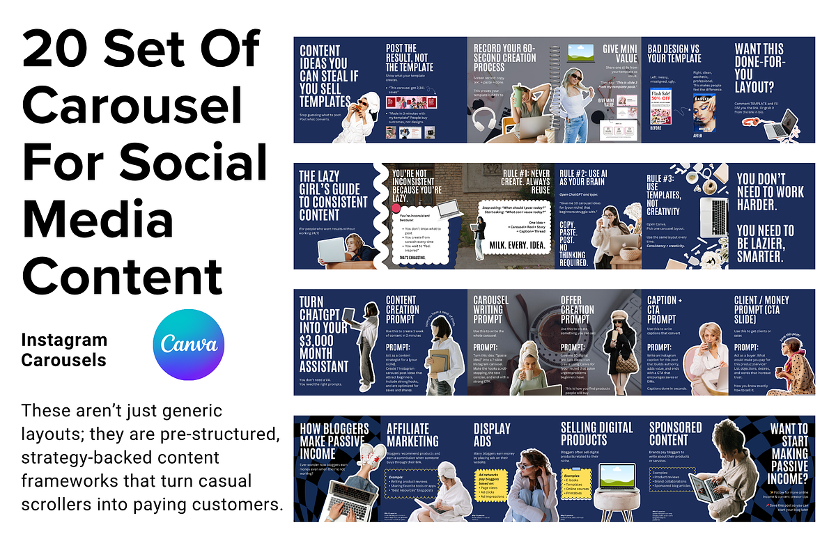 20 Set Of Social Media Carousels, a Social Media Template by thecyella.co (Photo 1 of 5)