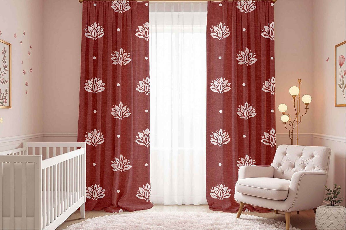 Maroon Block Print Indian Inspired, a Pattern Graphic by Pattern Whimsy (Photo 5 of 6)