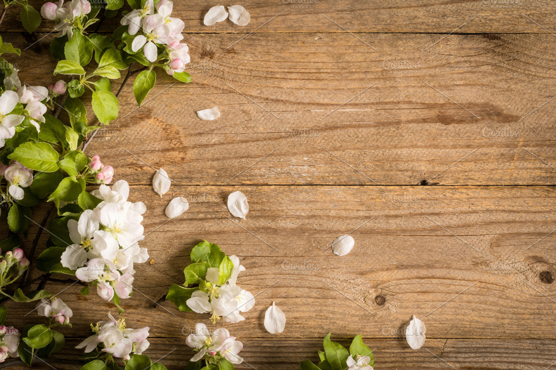 Spring post card background containing background, wooden, and apple ...