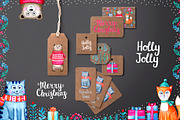 Watercolor Christmas Set, an Animal Illustration by Fairy dreams (Thumbnail 5 of 9)