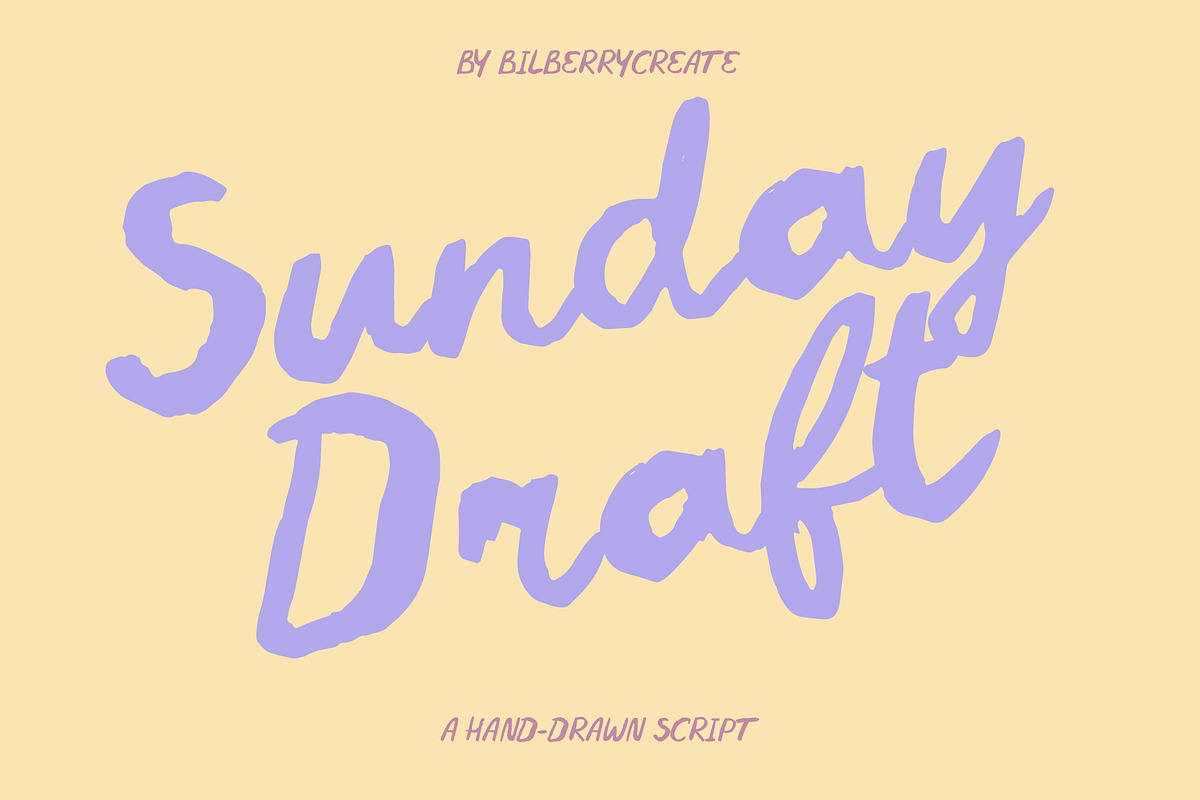 Sunday Draft - Hand Drawn Font, a Script Font by BilberryCreates (Photo 1 of 8)