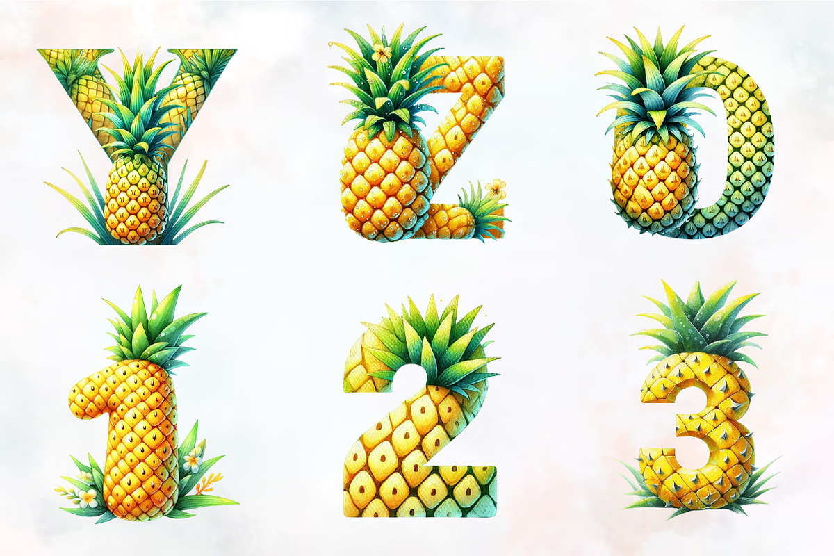 Spring pineapple Alphabet clipart, an Illustration by RobertsArt (Photo 6 of 7)