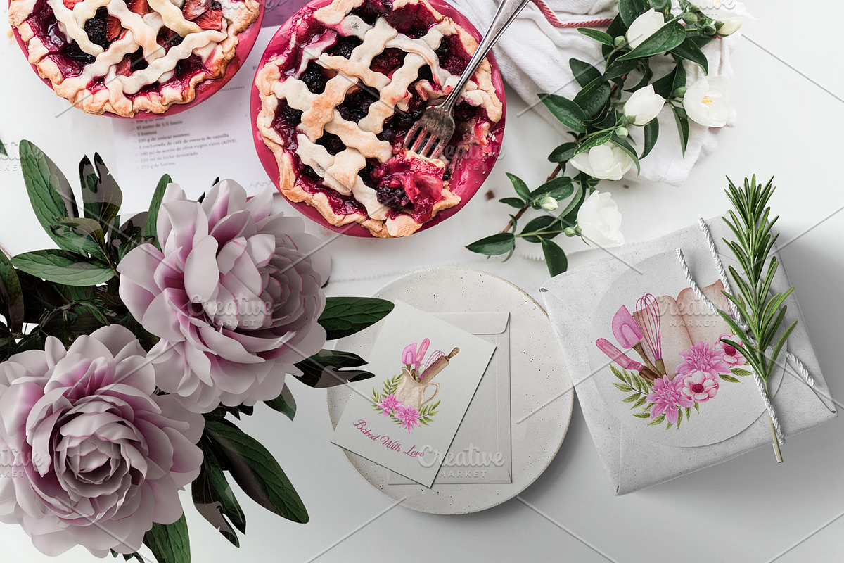 Home Bakery Watercolor Set, a Food Illustration by BarvArt (Photo 2 of 15)