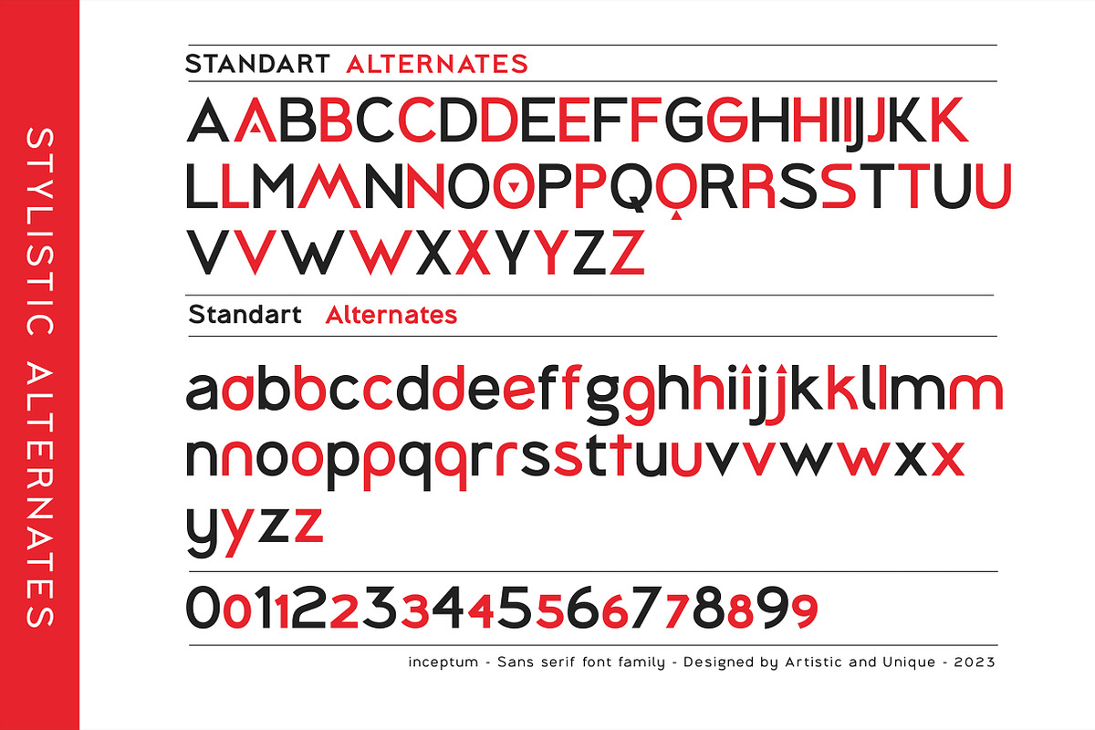 inceptum - Sans serif font family, a Sans Serif Font by Artistic & Unique (Photo 3 of 12)