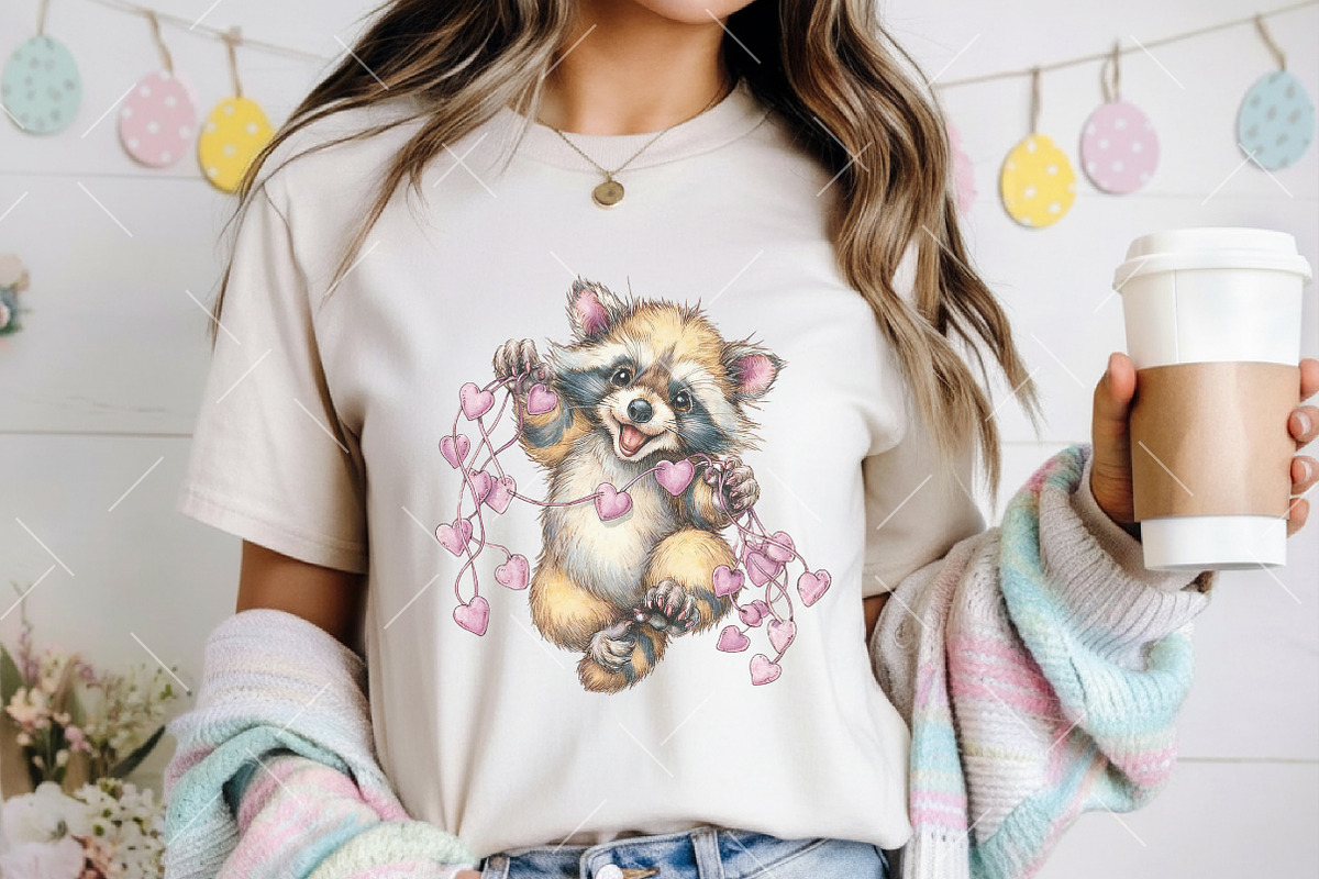 Whimsical Valentine Raccoon Clipart, an Illustration by OK Design (Photo 6 of 6)