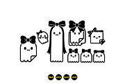 Kawaii Bow Ghost Clipart, an Illustration by designvectx (Thumbnail 2 of 3)