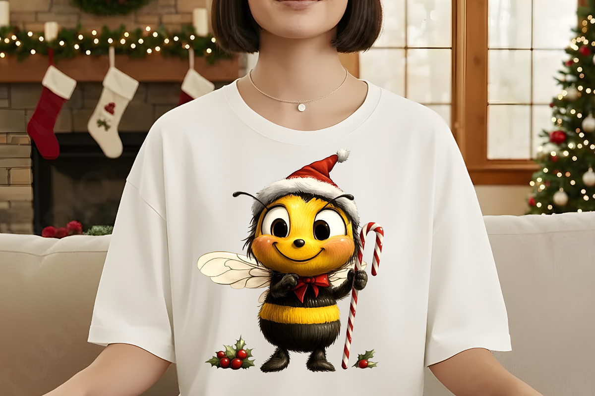 Christmas Quirky Funny Bee Clipart, an Illustration by Designworld (Photo 4 of 6)