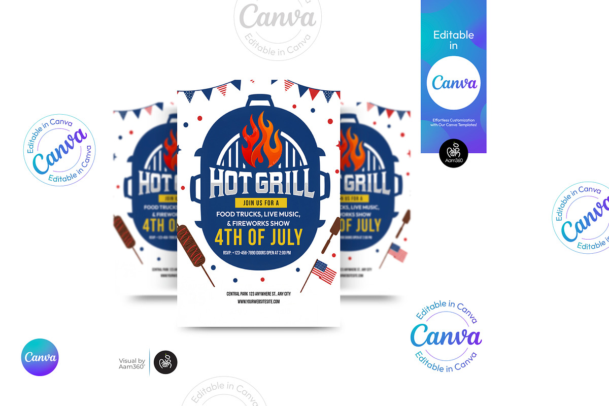 4th Of July BBQ Party Flyer, a Flyer Template by Aam360 (Photo 1 of 3)