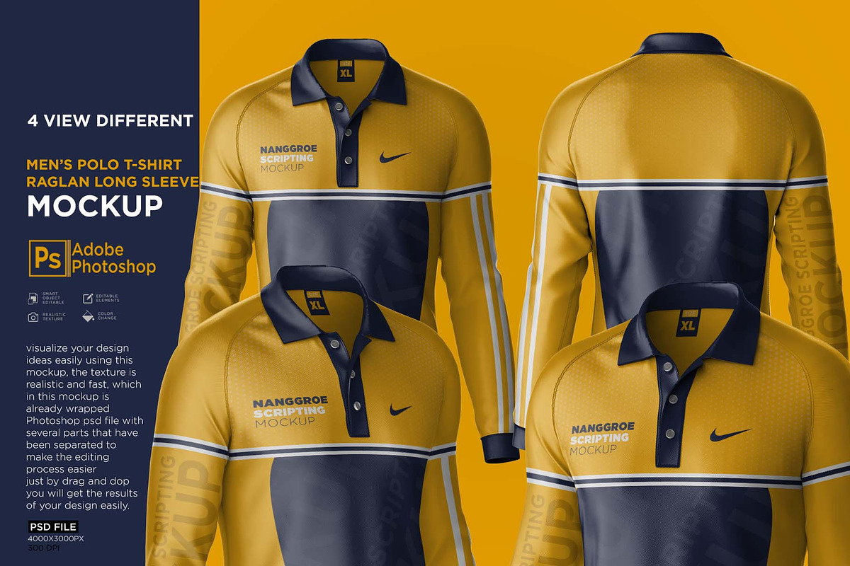 Polo T-Shirt Raglan Mockup, a Hoody Mockup by Nanggroe Scripting (Photo 2 of 7)