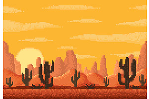 Pixel Desert Landscape 8 Bit