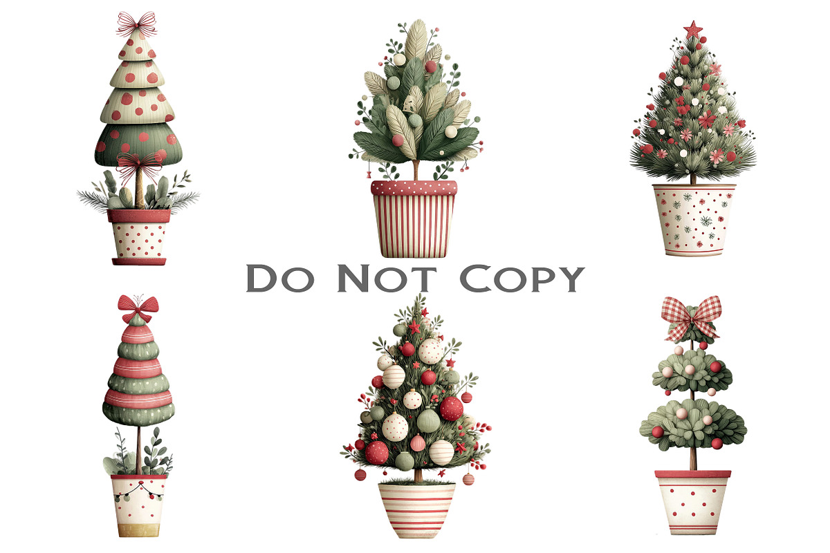 Cute Christmas Topiaries Tree, an Illustration by Craft Nest (Photo 2 of 11)
