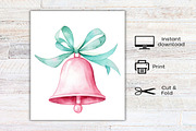 Watercolor Mint & Pink Christmas, an Illustration by Canvas Craft (Thumbnail 7 of 7)