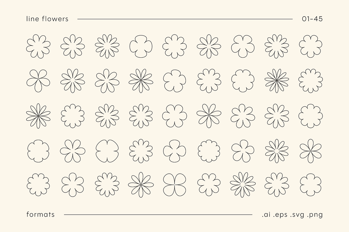 Expressive Flower Faces | Shapes Set, an Object Graphic by stasylionet (Photo 8 of 12)