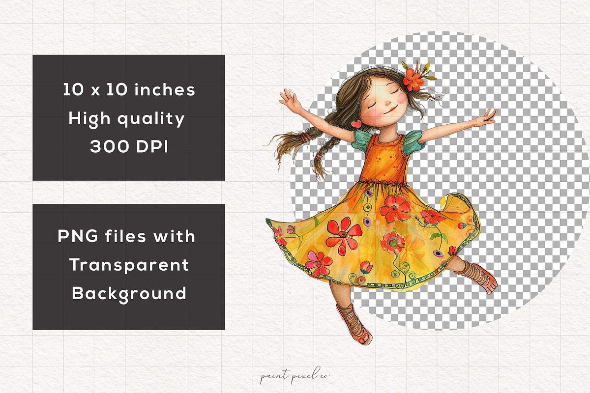 Quirky Girl Clip art, a Person Illustration by PaintPixelCo (Photo 2 of 10)