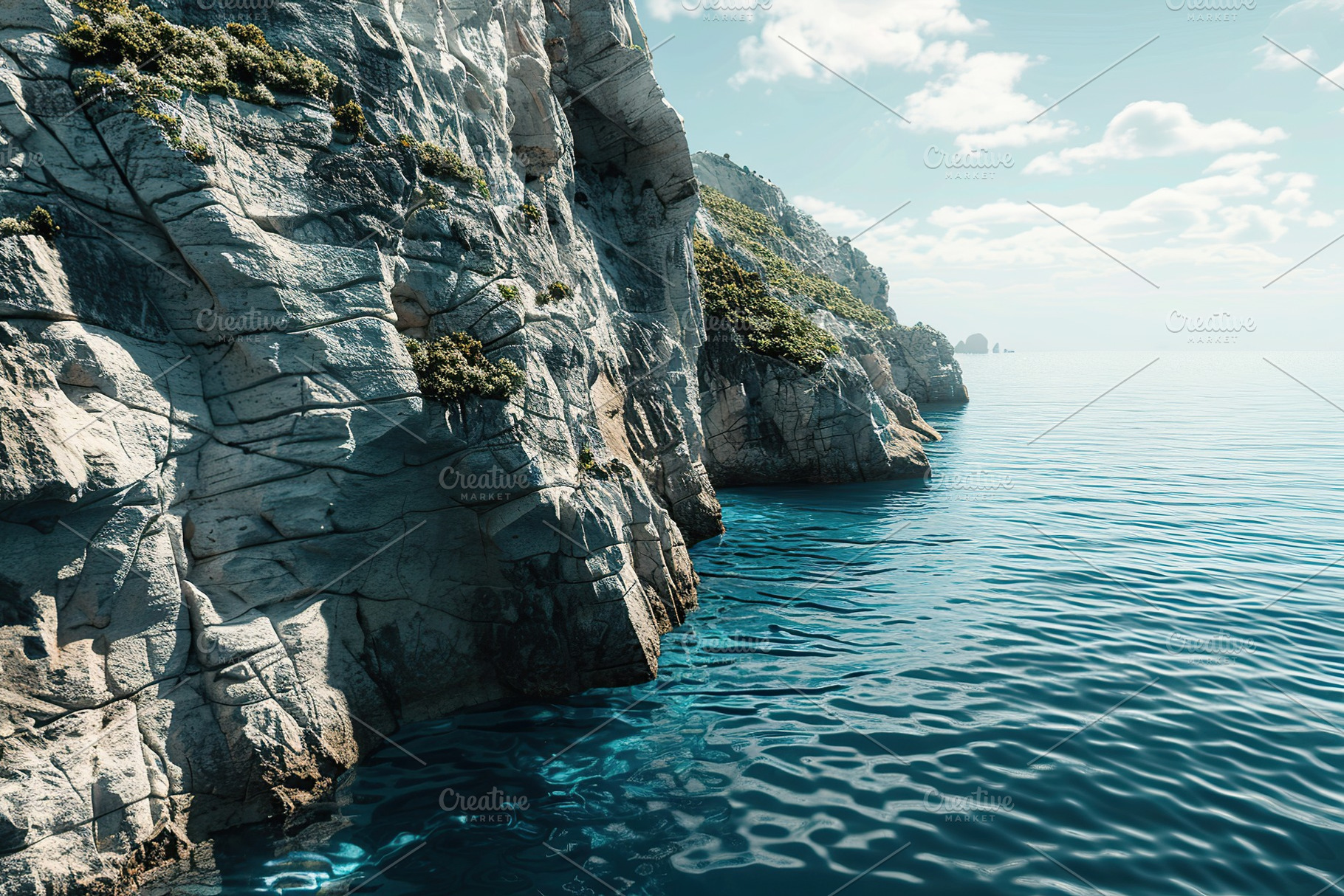 Coastal cliff and clean blue ocean, a Photo by AlyaAnd