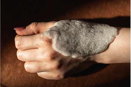 Close-up in a woman's hand texture