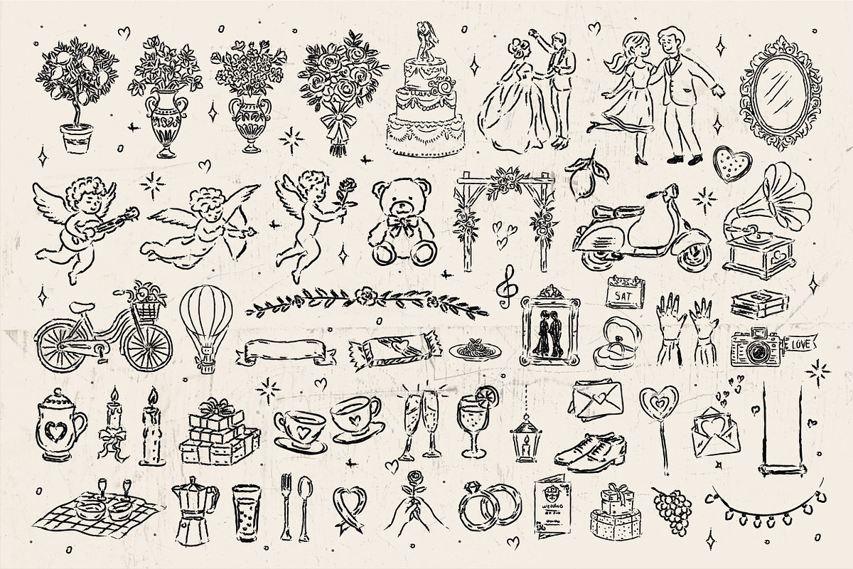 Hand Drawn Valentines Clipart Bundle, an Outline Icon by Baleee (Photo 4 of 15)