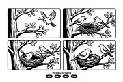 Bird activity making nests, an Animal Illustration by Vectorlina (Thumbnail 1 of 3)