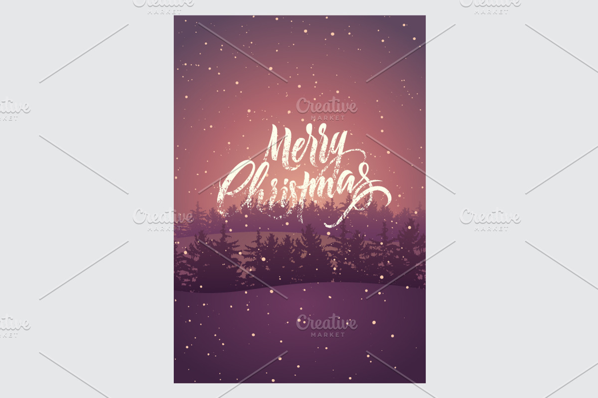 Calligraphic vector Christmas cards., a Seasonal Illustration by PoPaShop (Photo 3 of 6)