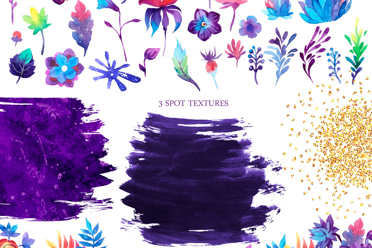 Galaxy floral watercolor collection, a Texture Illustration by UlitkaStudio (Photo 22 of 27)