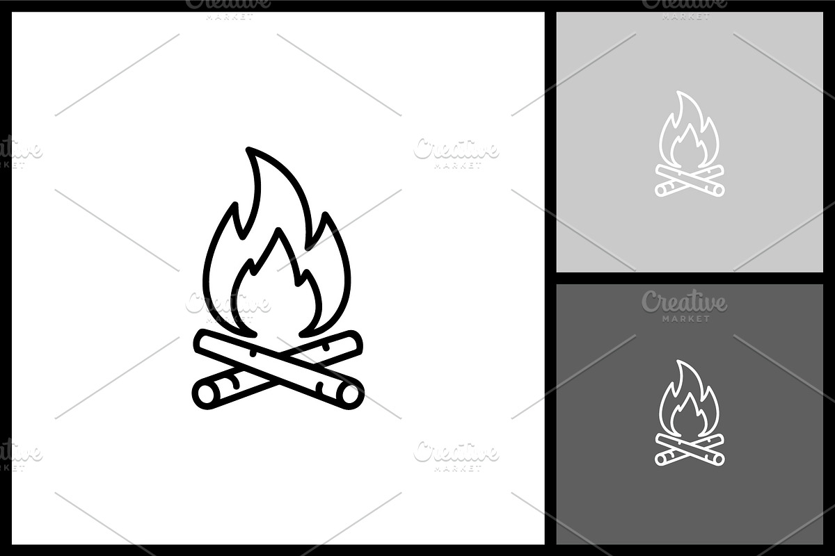 Campfire Line Art Icon, an Outline Icon by quadrazo