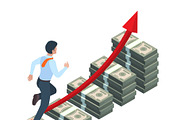 Businessman running up money stacks, a Finance Illustration by Onyx (Thumbnail 3 of 3)