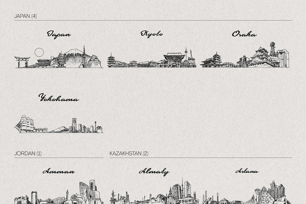Hand Drawn City & Country Skylines, a Work Illustration by TheMountBirdStudio (Photo 9 of 20)