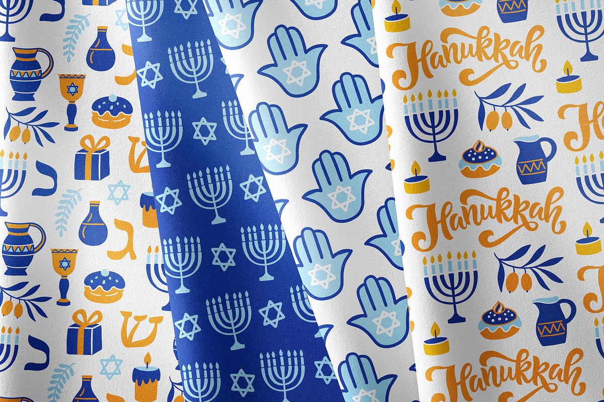 Hanukkah Clipart & Patterns Pack, a Background Graphic by Katrinelly (Photo 4 of 14)